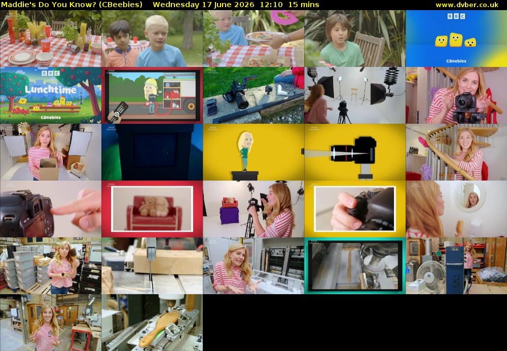 Maddie's Do You Know? (CBeebies) Wednesday 17 June 2026 12:10 - 12:25