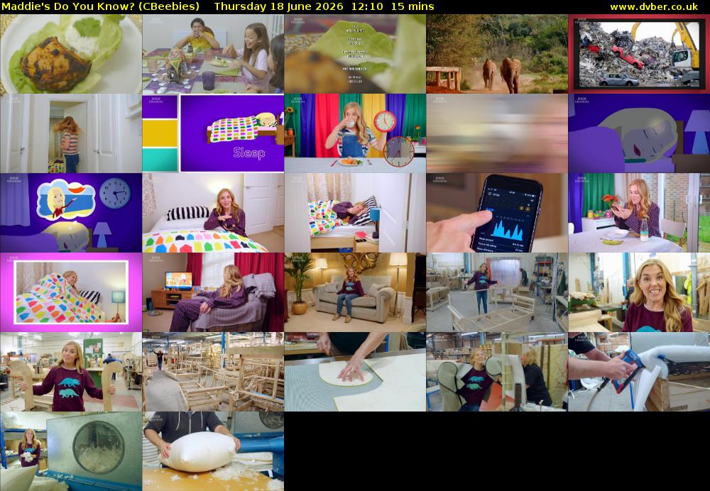 Maddie's Do You Know? (CBeebies) Thursday 18 June 2026 12:10 - 12:25