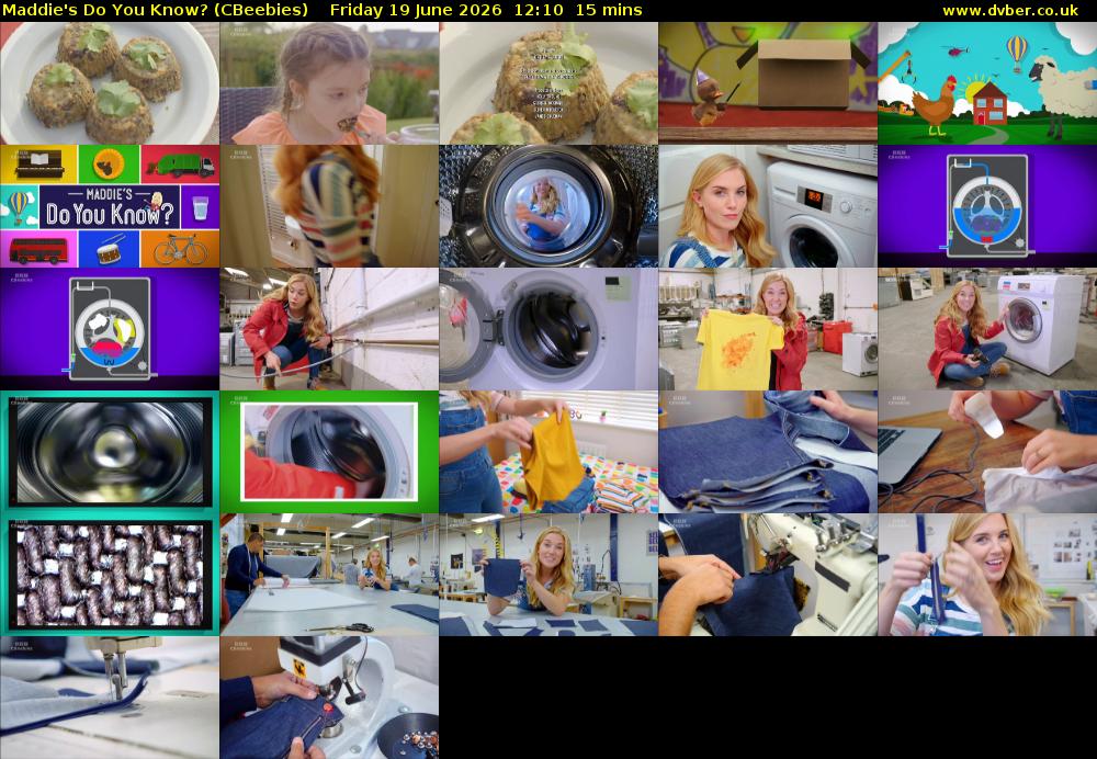 Maddie's Do You Know? (CBeebies) Friday 19 June 2026 12:10 - 12:25
