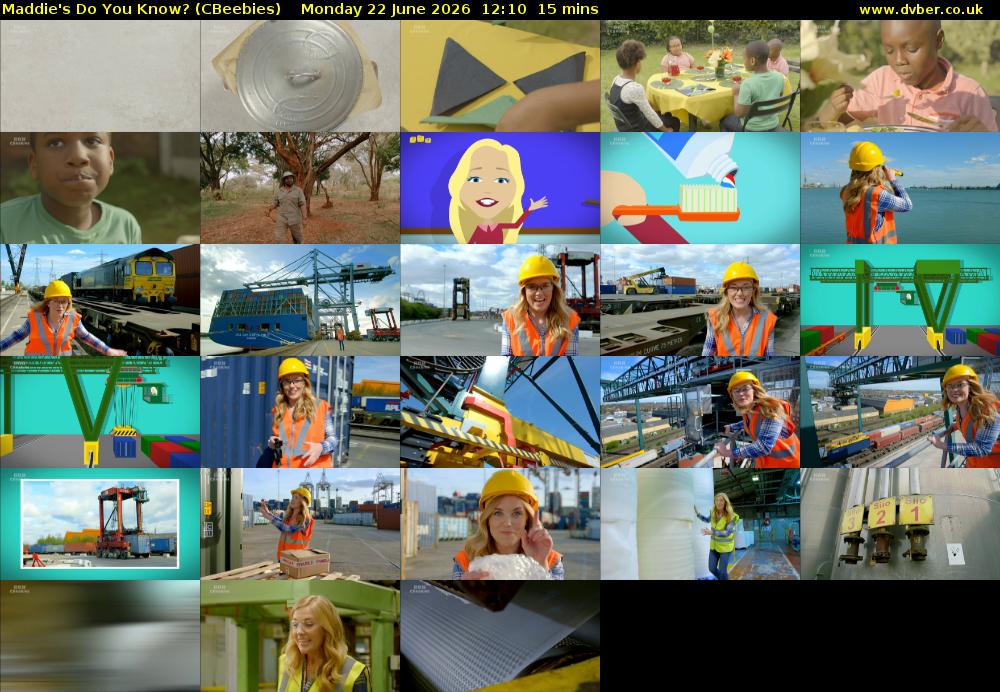Maddie's Do You Know? (CBeebies) Monday 22 June 2026 12:10 - 12:25