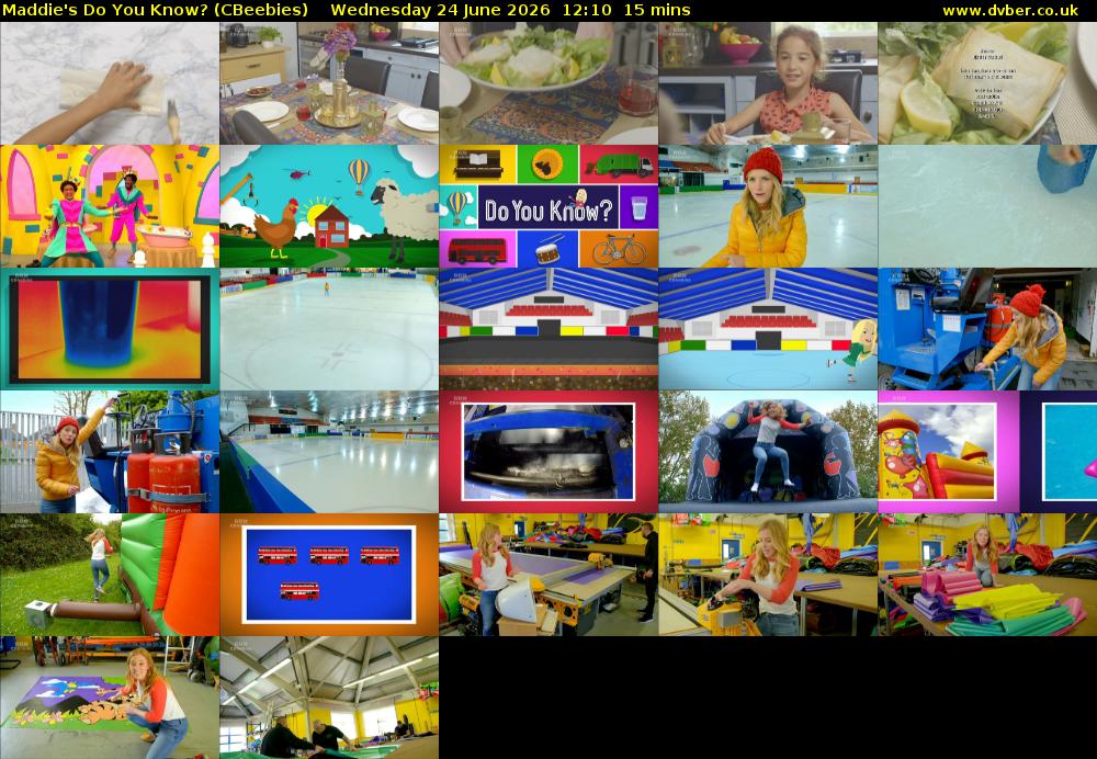 Maddie's Do You Know? (CBeebies) Wednesday 24 June 2026 12:10 - 12:25