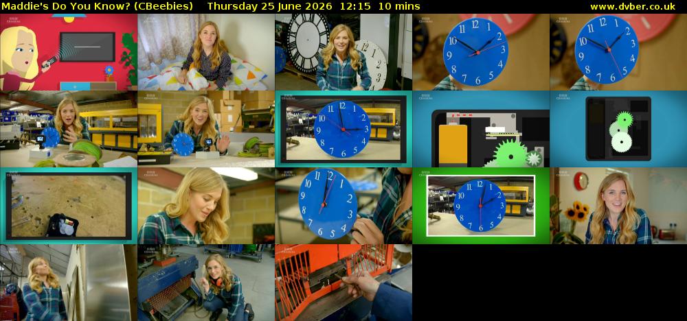 Maddie's Do You Know? (CBeebies) Thursday 25 June 2026 12:15 - 12:25