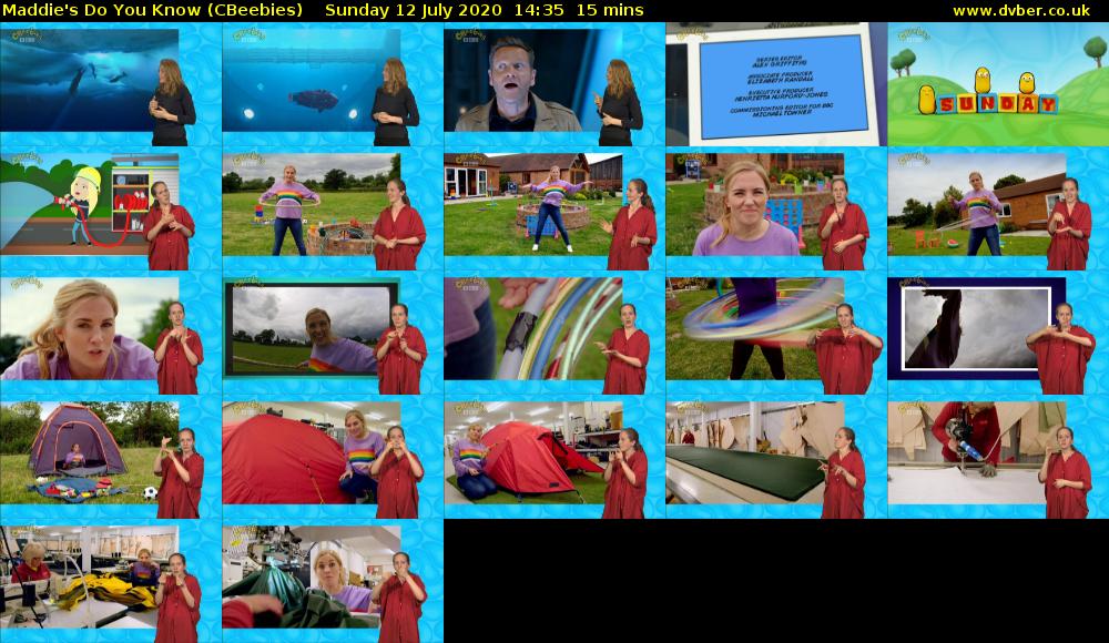 Maddie's Do You Know (CBeebies) Sunday 12 July 2020 14:35 - 14:50