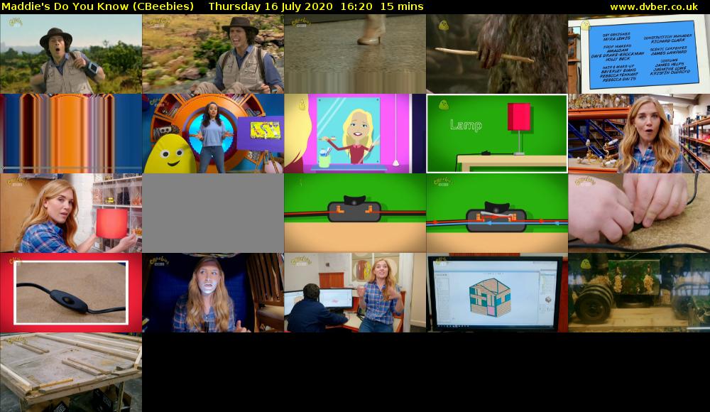 Maddie's Do You Know (CBeebies) Thursday 16 July 2020 16:20 - 16:35