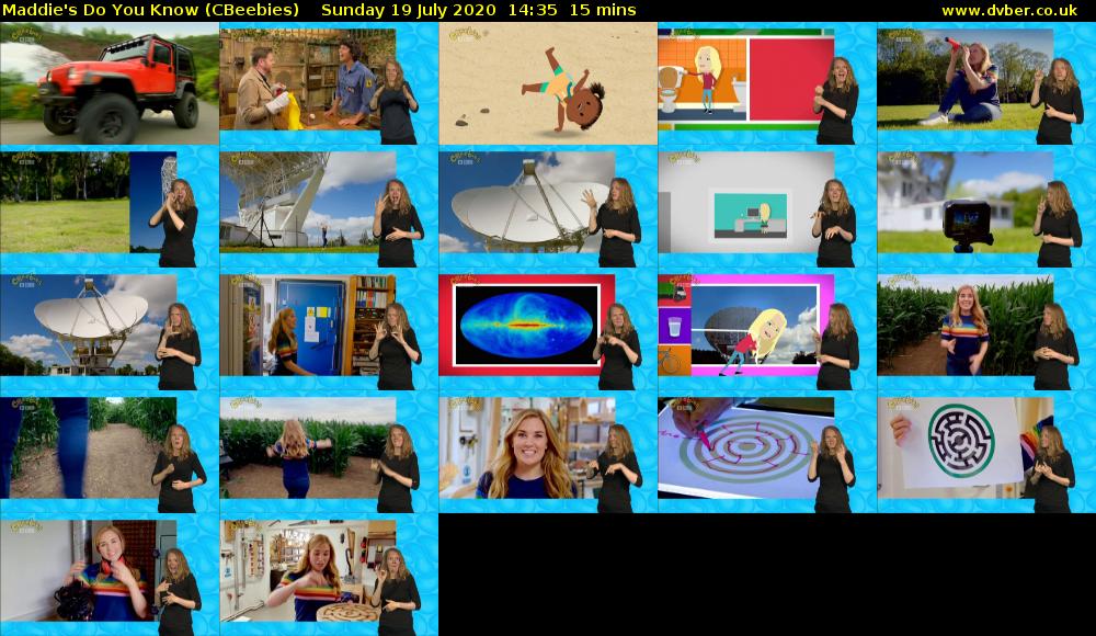 Maddie's Do You Know (CBeebies) Sunday 19 July 2020 14:35 - 14:50