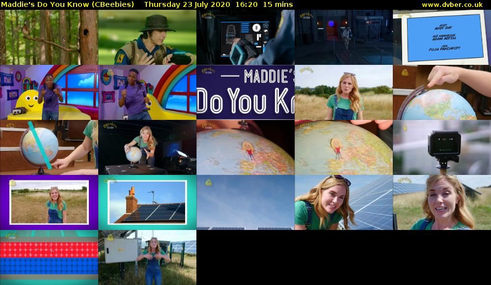 Maddie's Do You Know (CBeebies) Thursday 23 July 2020 16:20 - 16:35
