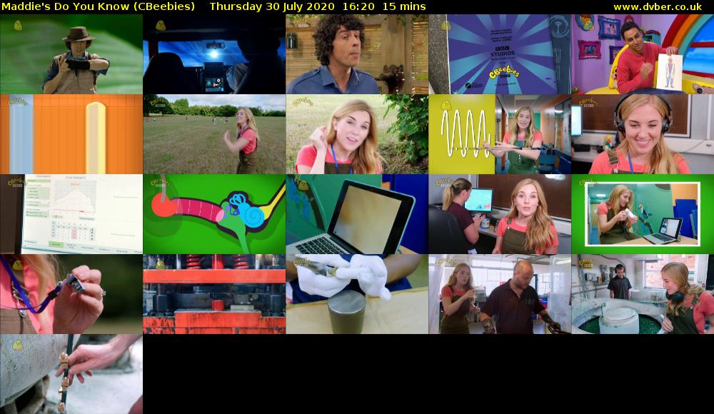 Maddie's Do You Know (CBeebies) Thursday 30 July 2020 16:20 - 16:35