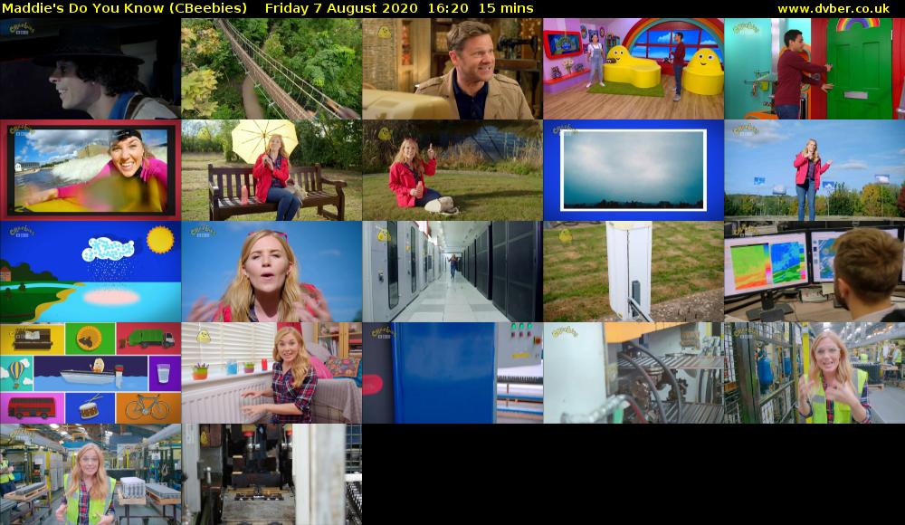Maddie's Do You Know (CBeebies) Friday 7 August 2020 16:20 - 16:35