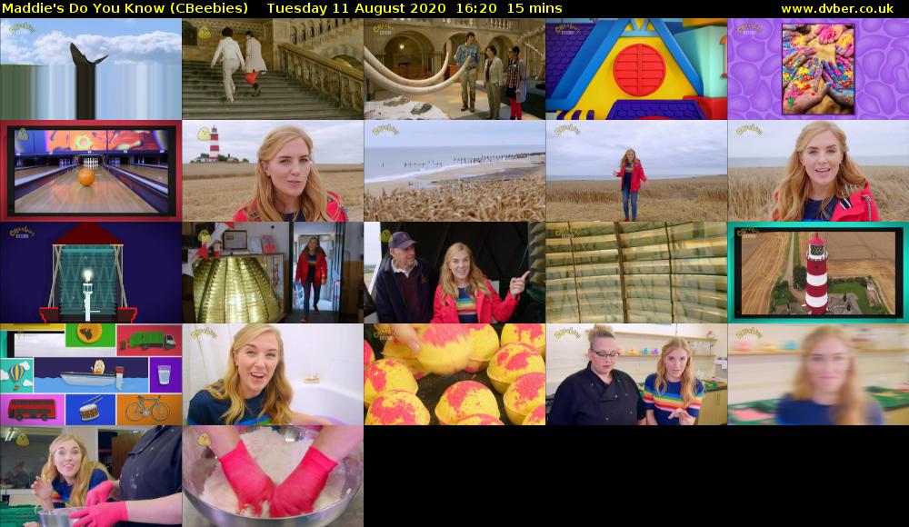 Maddie's Do You Know (CBeebies) Tuesday 11 August 2020 16:20 - 16:35