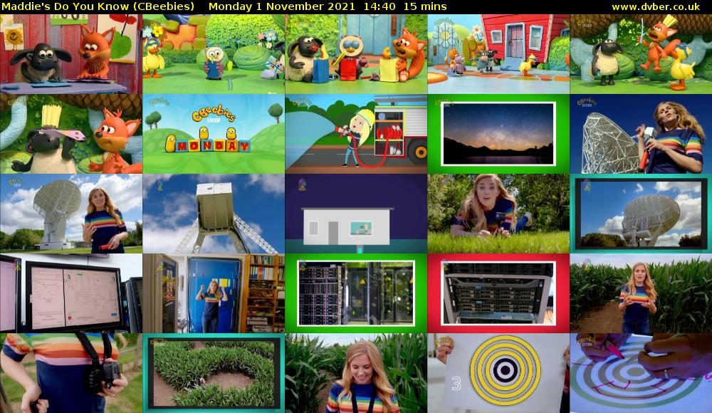 Maddie's Do You Know (CBeebies) Monday 1 November 2021 14:40 - 14:55