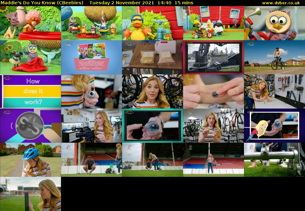 Maddie's Do You Know (CBeebies) Tuesday 2 November 2021 14:40 - 14:55