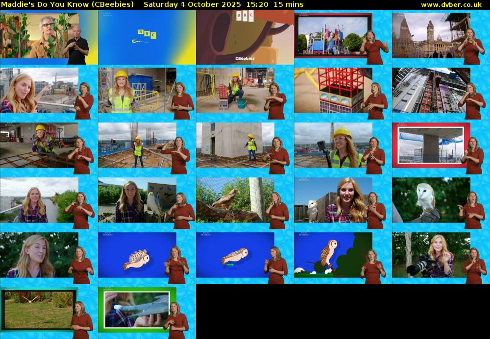Maddie's Do You Know (CBeebies) Saturday 4 October 2025 15:20 - 15:35