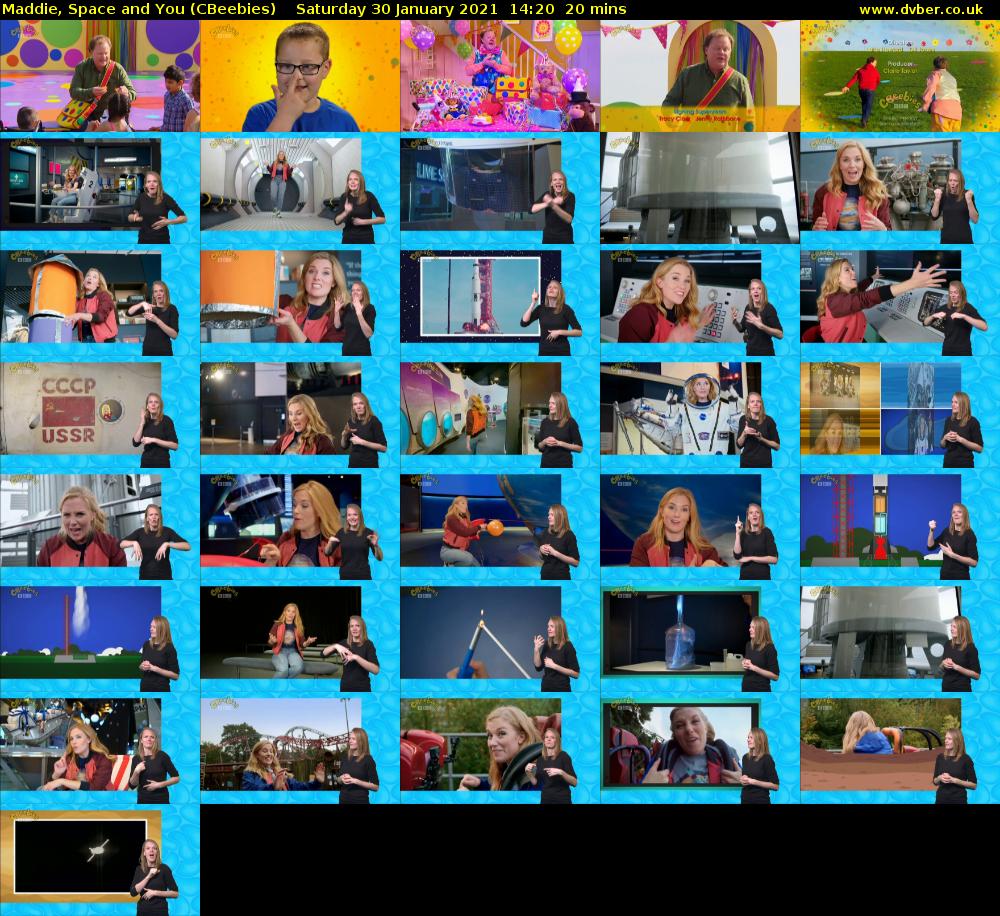 Maddie, Space and You (CBeebies) Saturday 30 January 2021 14:20 - 14:40