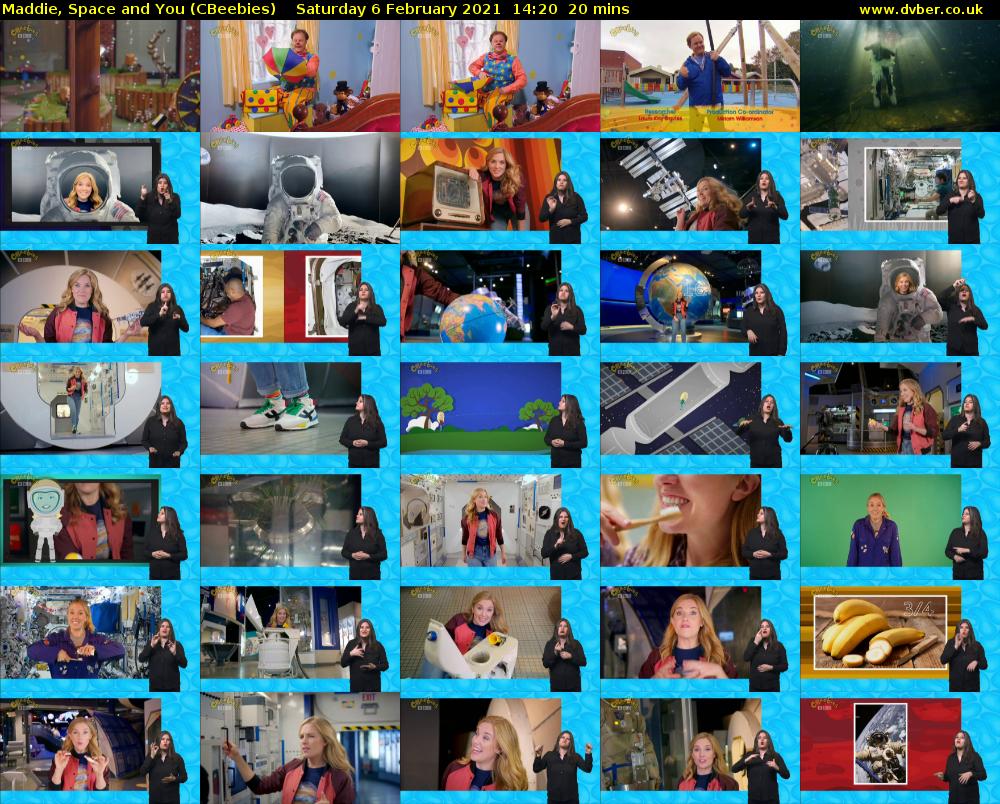 Maddie, Space and You (CBeebies) Saturday 6 February 2021 14:20 - 14:40