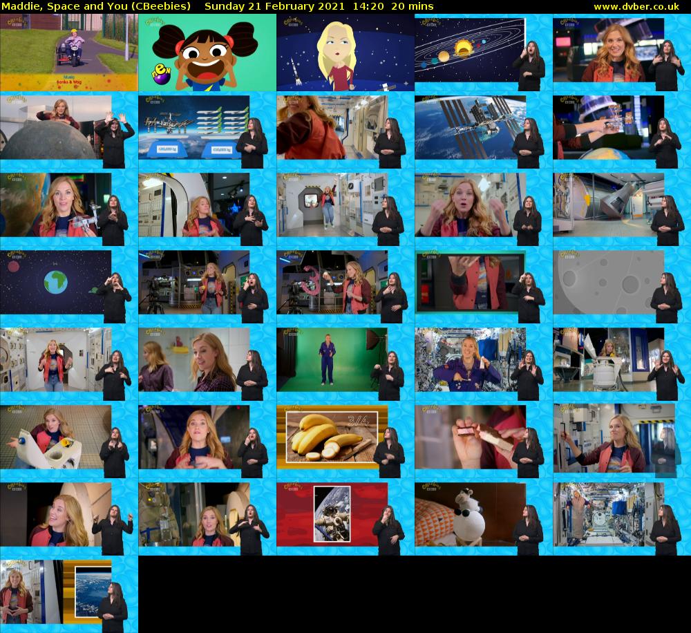 Maddie, Space and You (CBeebies) Sunday 21 February 2021 14:20 - 14:40