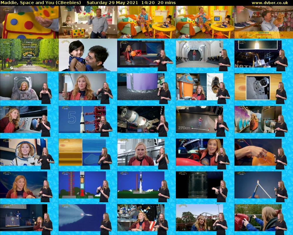 Maddie, Space and You (CBeebies) Saturday 29 May 2021 14:20 - 14:40