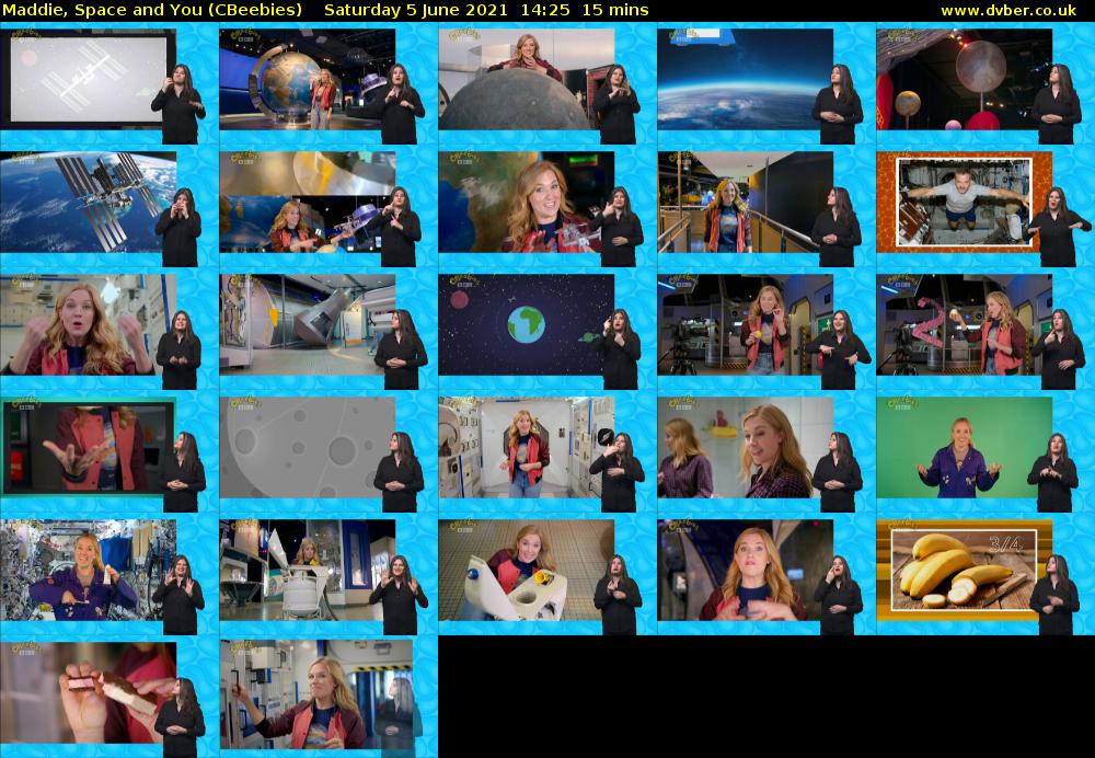 Maddie, Space and You (CBeebies) Saturday 5 June 2021 14:25 - 14:40