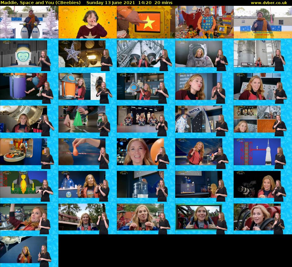Maddie, Space and You (CBeebies) Sunday 13 June 2021 14:20 - 14:40