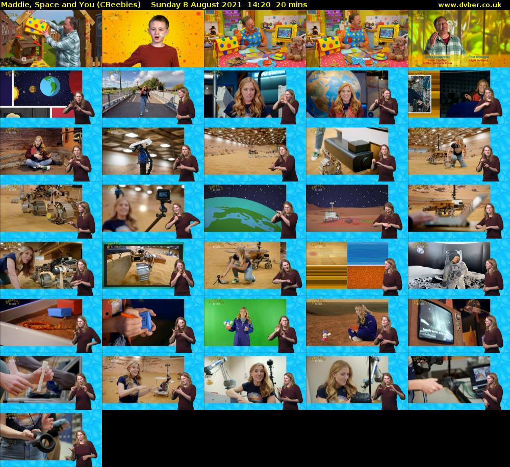 Maddie, Space and You (CBeebies) Sunday 8 August 2021 14:20 - 14:40
