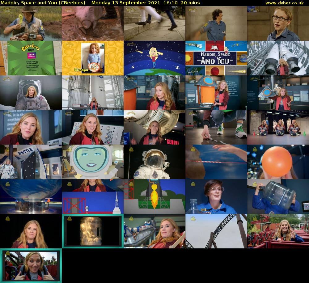 Maddie, Space and You (CBeebies) Monday 13 September 2021 16:10 - 16:30