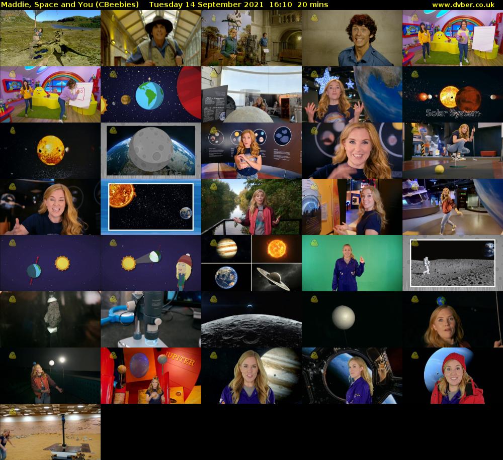 Maddie, Space and You (CBeebies) Tuesday 14 September 2021 16:10 - 16:30