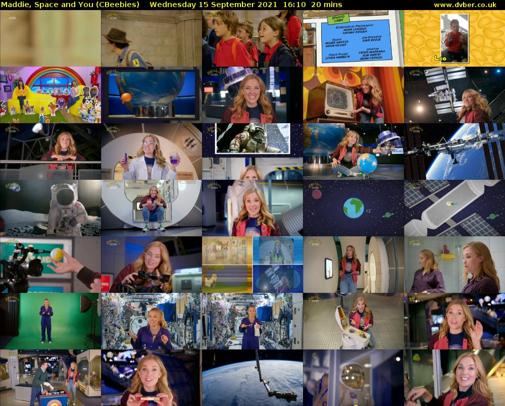 Maddie, Space and You (CBeebies) Wednesday 15 September 2021 16:10 - 16:30
