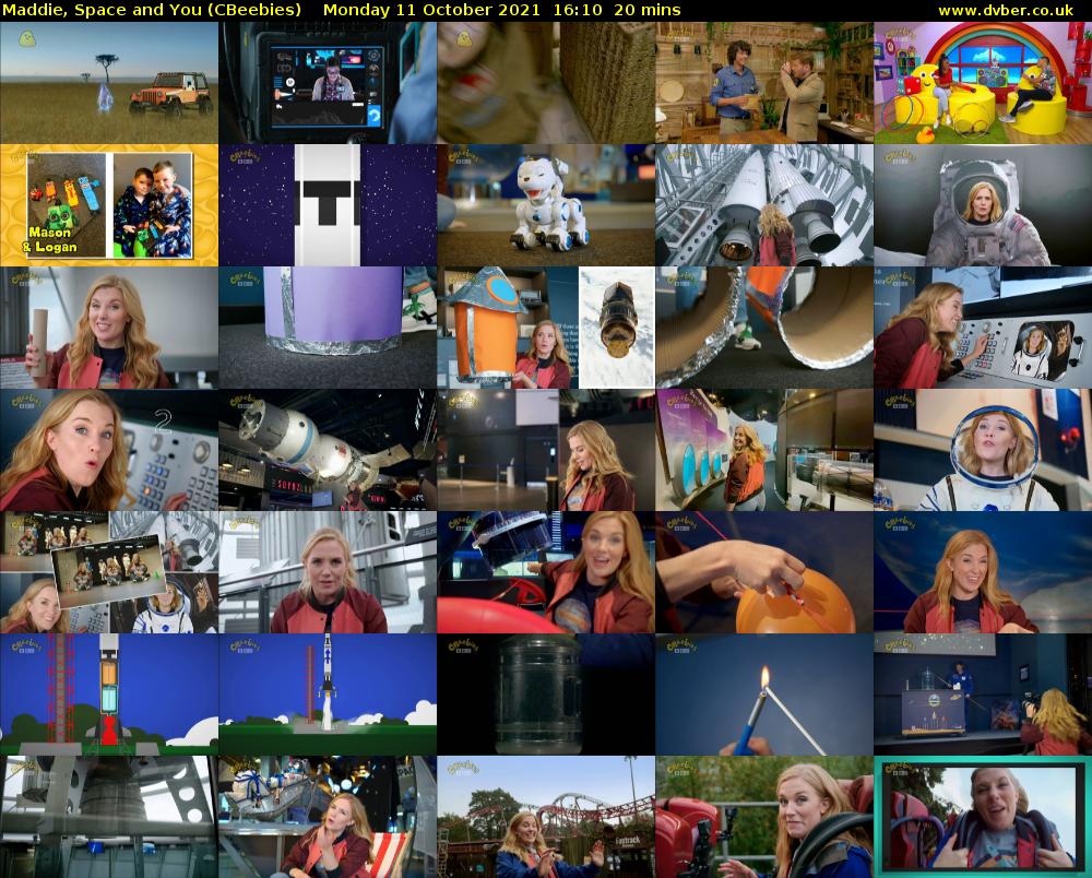 Maddie, Space and You (CBeebies) Monday 11 October 2021 16:10 - 16:30