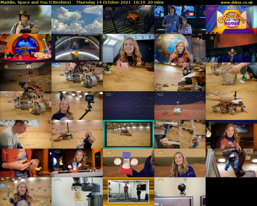 Maddie, Space and You (CBeebies) Thursday 14 October 2021 16:10 - 16:30