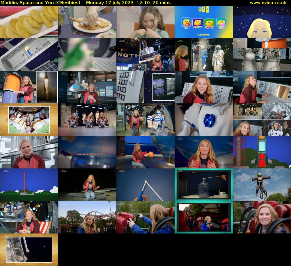 Maddie, Space and You (CBeebies) Monday 17 July 2023 12:10 - 12:30