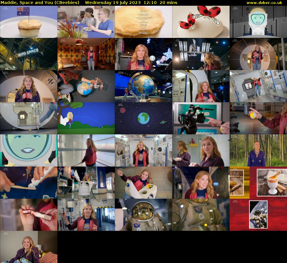 Maddie, Space and You (CBeebies) Wednesday 19 July 2023 12:10 - 12:30