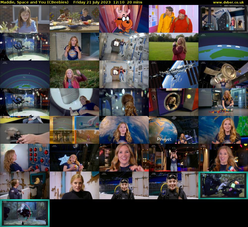 Maddie, Space and You (CBeebies) Friday 21 July 2023 12:10 - 12:30