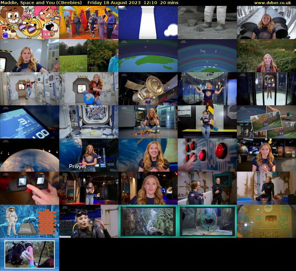 Maddie, Space and You (CBeebies) Friday 18 August 2023 12:10 - 12:30