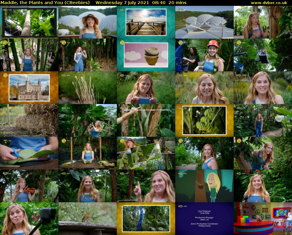 Maddie, the Plants and You (CBeebies) Wednesday 7 July 2021 08:40 - 09:00