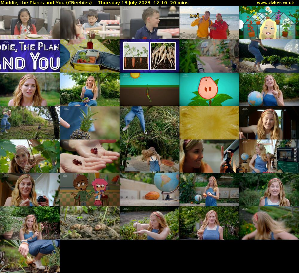 Maddie, the Plants and You (CBeebies) Thursday 13 July 2023 12:10 - 12:30
