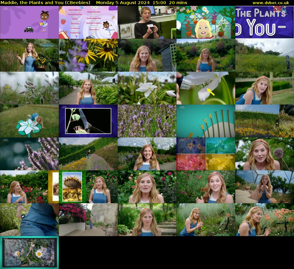 Maddie, the Plants and You (CBeebies) Monday 5 August 2024 15:00 - 15:20