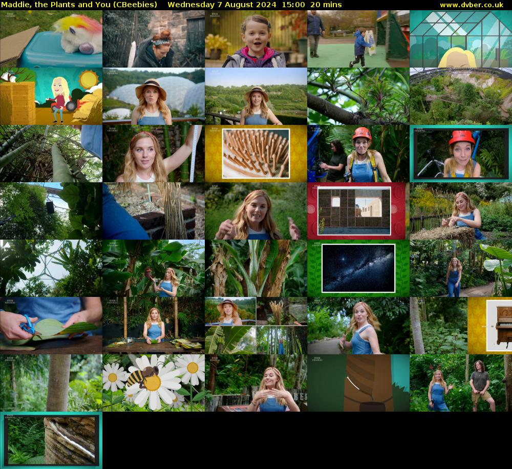 Maddie, the Plants and You (CBeebies) Wednesday 7 August 2024 15:00 - 15:20