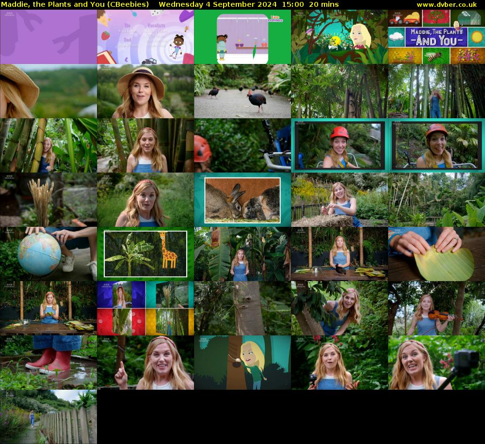 Maddie, the Plants and You (CBeebies) Wednesday 4 September 2024 15:00 - 15:20
