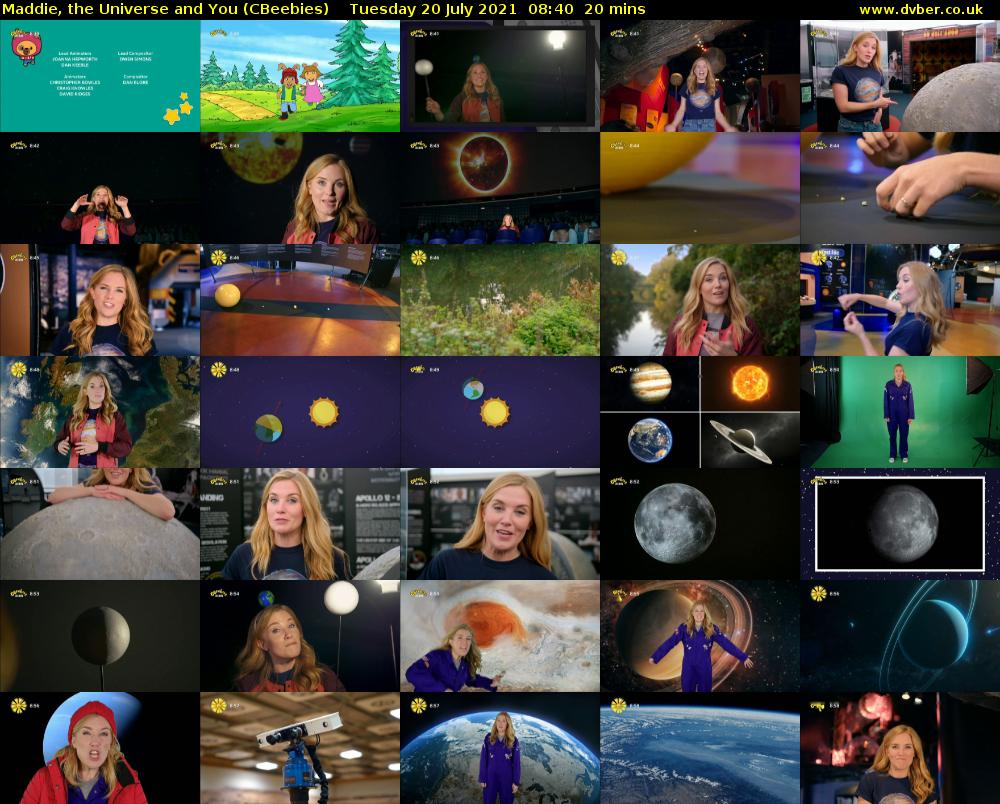 Maddie, the Universe and You (CBeebies) Tuesday 20 July 2021 08:40 - 09:00