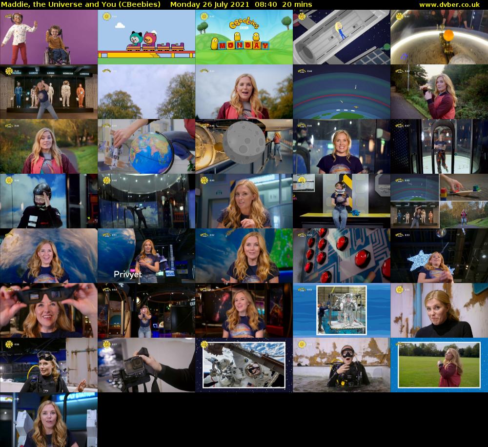 Maddie, the Universe and You (CBeebies) Monday 26 July 2021 08:40 - 09:00
