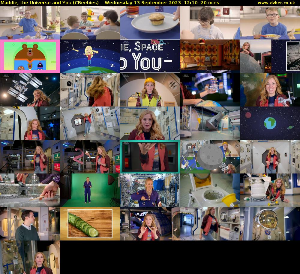 Maddie, the Universe and You (CBeebies) Wednesday 13 September 2023 12:10 - 12:30