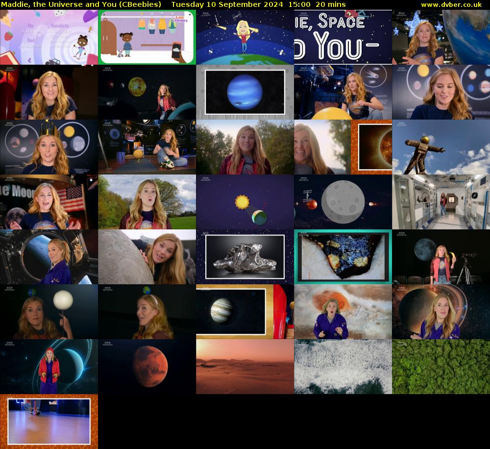 Maddie, the Universe and You (CBeebies) Tuesday 10 September 2024 15:00 - 15:20