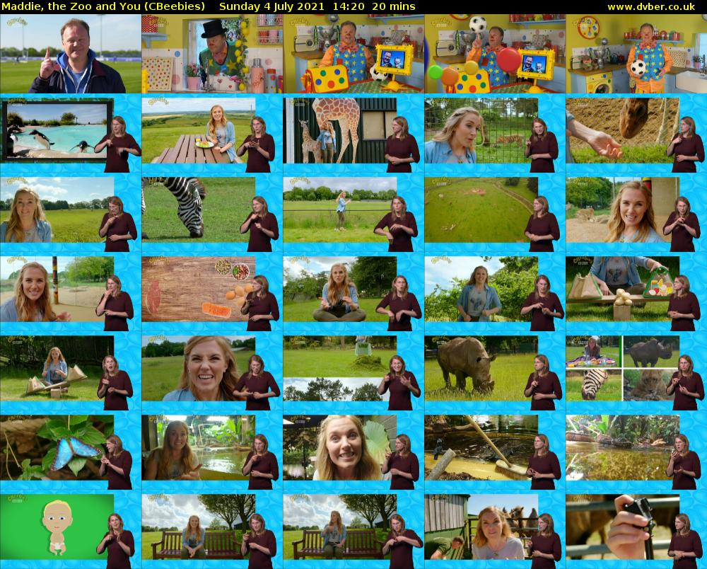 Maddie, the Zoo and You (CBeebies) Sunday 4 July 2021 14:20 - 14:40