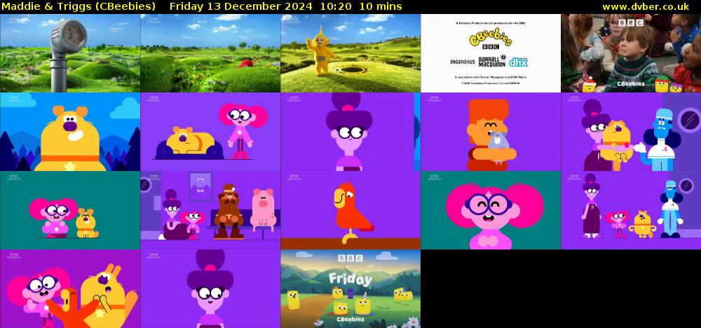 Maddie & Triggs (CBeebies) Friday 13 December 2024 10:20 - 10:30