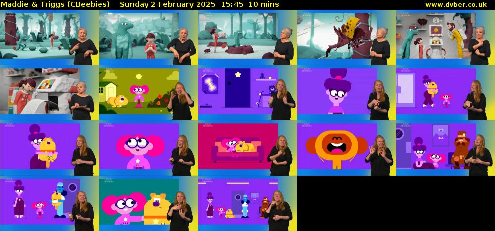 Maddie & Triggs (CBeebies) Sunday 2 February 2025 15:45 - 15:55