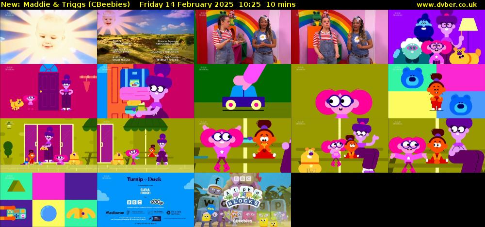 Maddie & Triggs (CBeebies) Friday 14 February 2025 10:25 - 10:35