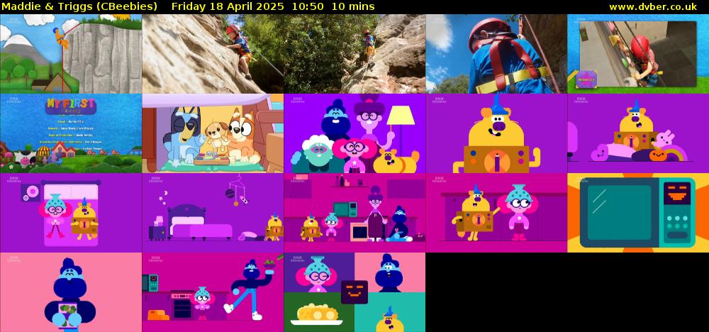 Maddie & Triggs (CBeebies) Friday 18 April 2025 10:50 - 11:00