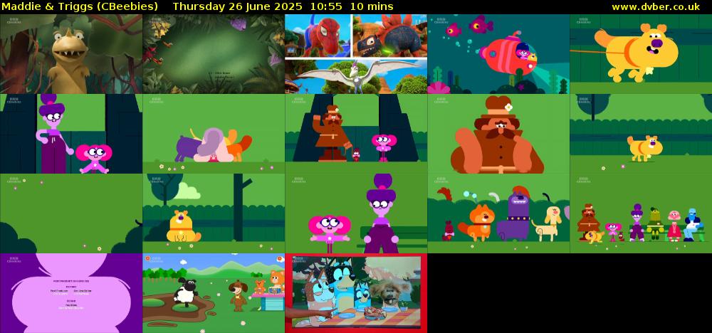 Maddie & Triggs (CBeebies) Thursday 26 June 2025 10:55 - 11:05