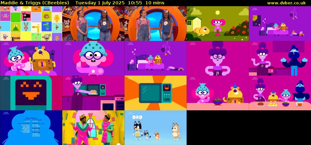 Maddie & Triggs (CBeebies) Tuesday 1 July 2025 10:55 - 11:05