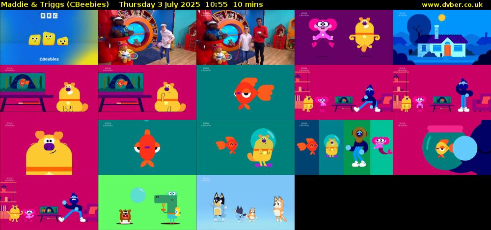 Maddie & Triggs (CBeebies) Thursday 3 July 2025 10:55 - 11:05