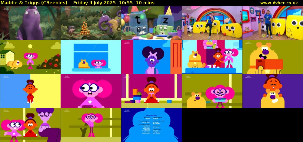 Maddie & Triggs (CBeebies) Friday 4 July 2025 10:55 - 11:05
